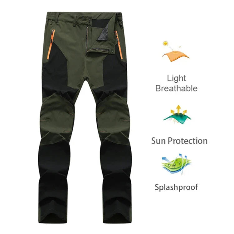 Men Summer Sports breathable Pants Hiking Trousers Camping Splash Prevention Quick Dry UV Resistant Elastic Thin