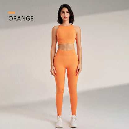 Yoga Clothing Set Women's High Waisted Leggings and Top Two Piece Seamless Fitness Exercise Clothing Fitness Underwear plus size