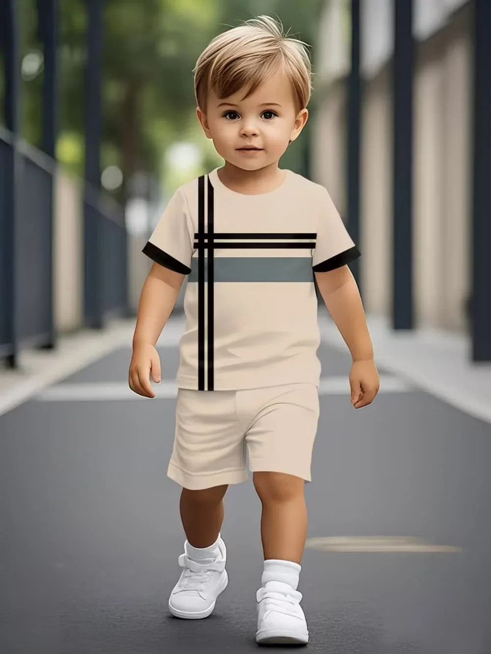 Boys Loose Casual Sets Summer Teen Gradient T-Shirts Shorts 2PCS Big Kids Sport Short Sleeve Clothes Suits Children Print Outfit