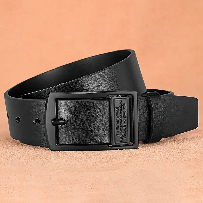 New Leather Cowhide Men's Belt Fashion Metal Alloy Pin Buckle Adult Luxury Brand Jeans Business Casual Waist Male Strap Brand