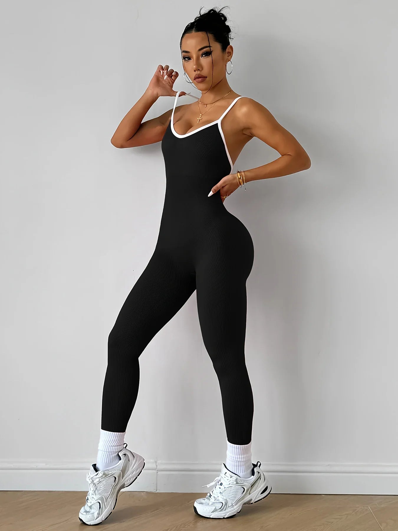 Pink Sports Jumpsuit Girls Running One Piece Bodysuit Workout Rompers Women Overalls Sportswear Fitness Yoga Suit