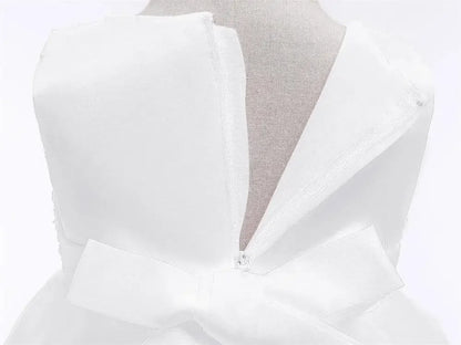 Asymmetric Toddler Evening Prom Dress Elegant Party Dresses For Girls Pink White Birthday DressLace Baby Girl Princess Dress
