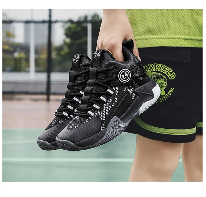 Kids Basketball Shoes Legendary Number Children's Anti-Slip Breathable Outdoor Sports Sneakers for Boys Daily Training Exercise