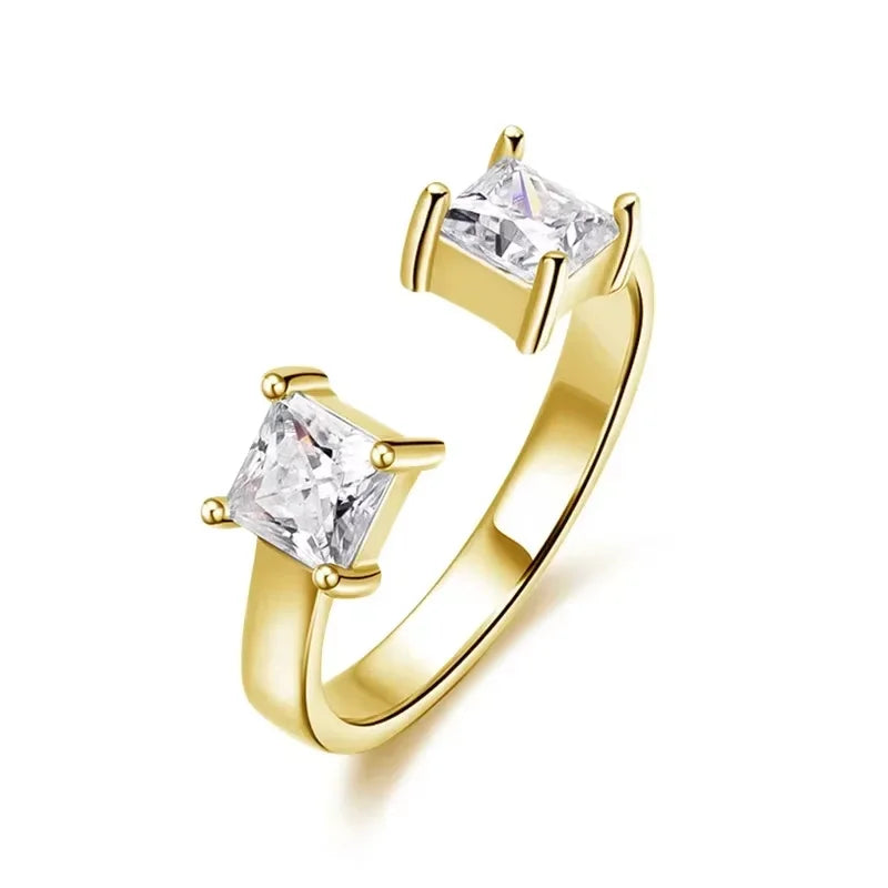 1CTTW 4.5mm Princess Cut Certified Moissanite Rings for Women Adjustable 100% 925 Sterling Silver Wedding Party Band Gift