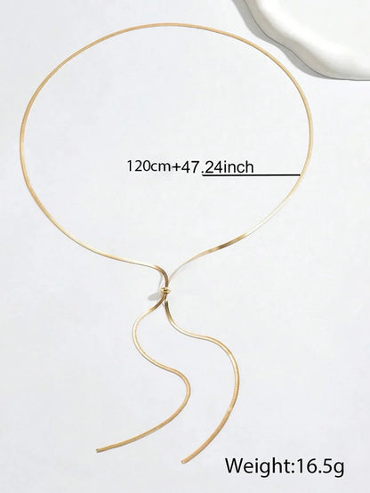 Punk Long Flat Snake Bone Chain Necklace for Women Stainless Steel Gold Color Y-Shaped Necklace Fashion Charms Jewelry Wholesale