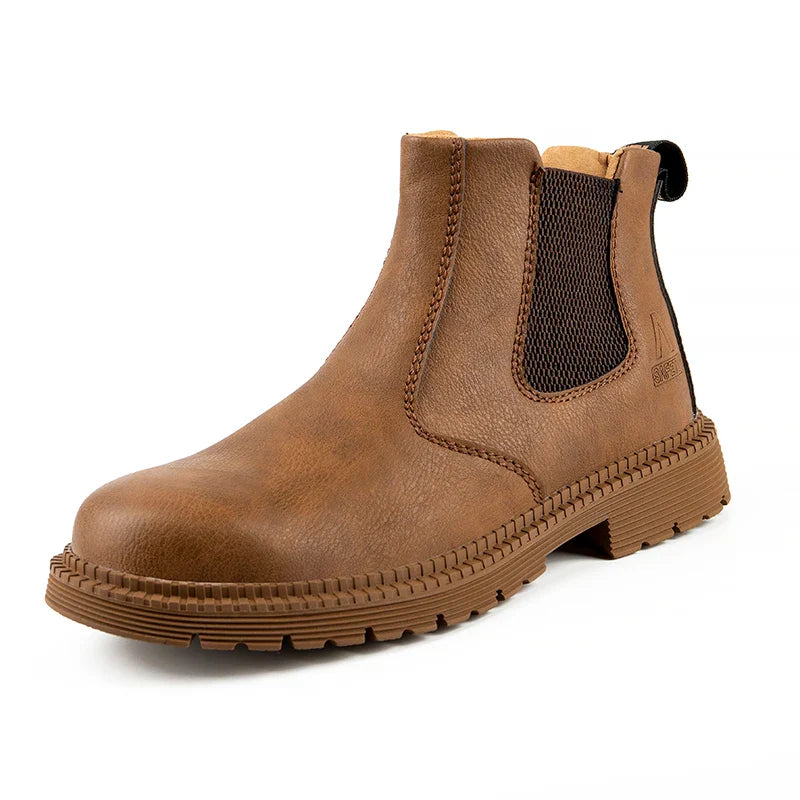 Men Boots Leather Shoes Men Work Safety Shoes Men Indestructible Work Boots Men Safety Boots Steel Toe Shoes Chelsea Boots