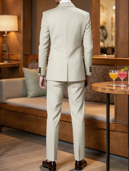 High-quality European and American Men's Clothing, Formal Suits with Stripes, Trousers for Business, Formal Dinners, Weddings