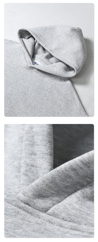 Thick 350gsm Fleece Hooded Hoodies For Men Unisex Winter Oversized Loose Basic Solid Sweatshirts Pullovers Coats HY0631