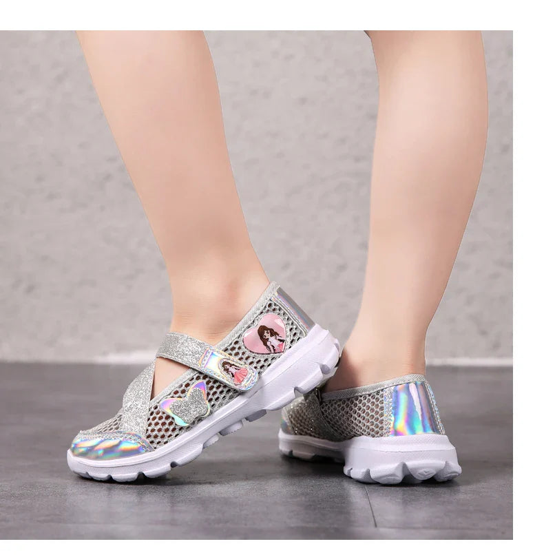 Summer Brand Non-slip Beach Shoes Children Sandals Girls Casual Shoes Kids Flowers Princess Flat Shoes Size 26-36