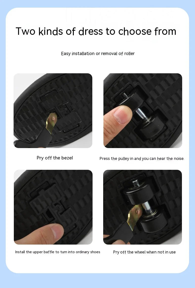 Students children's shoes four wheel light shoes Boys invisible roller shoes large size outdoor sports walking shoes women
