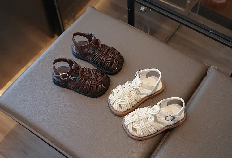 New Sandals Summer Children's Woven Casual Baby Shoes Girls Beach Shoes Slipper Baby Girl Shoes Size 22-31