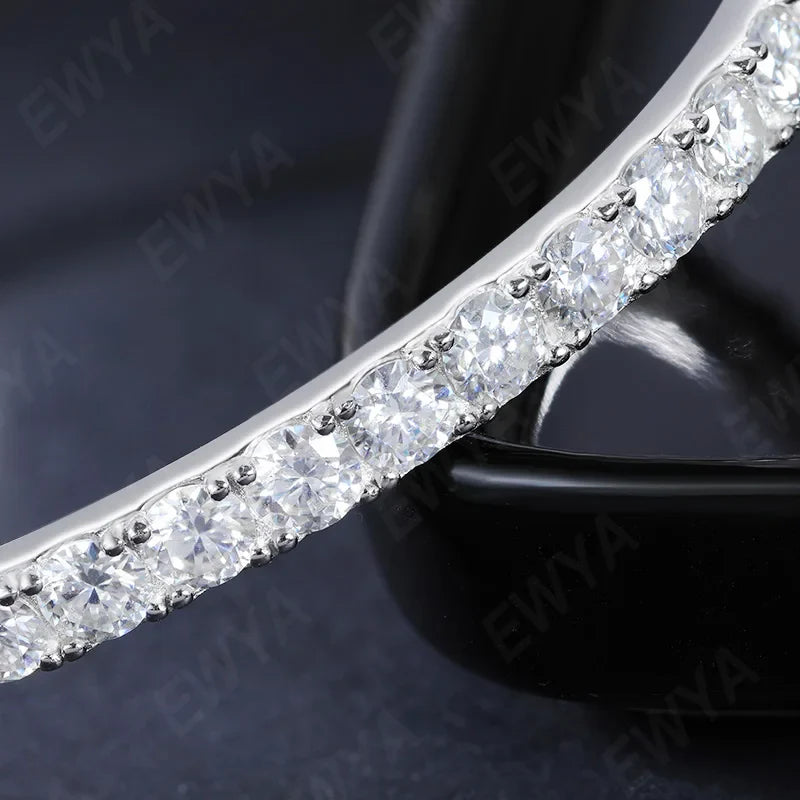 Real GRA Certified D Color 4mm 0.3CT Full Moissanite Bangle Bracelet for Woman Party S925 Sterling Silver Diamond Bracelets