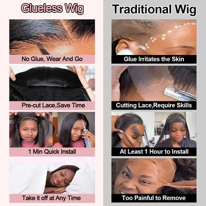13x6 Glueless HD Lace Front Wig Body Wave Brazilian Human Hair Pre Cut Lace Short Bob Pre Plucked For Black Women Ready To Wear