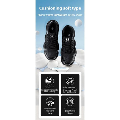 Anti Smashing Anti Piercing Lightweight  Breathable Dirt Resistant Thick Sole  Cushioning  Soft Steel Toe Cap Safety Shoes