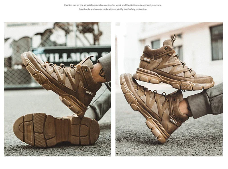 Autumn Work Safety Shoes Men Safety Boots Anti-smash Anti-stab Work Shoes Sneakers Steel Toe Shoes Male Work Boot Indestructible