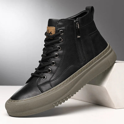 Men's Spring and Autumn Style White Sneakers, New Trendy Versatile High-Top Sneakers, Summer Fashion Casual Men's Shoes, Breathable and Durable Sneakers
