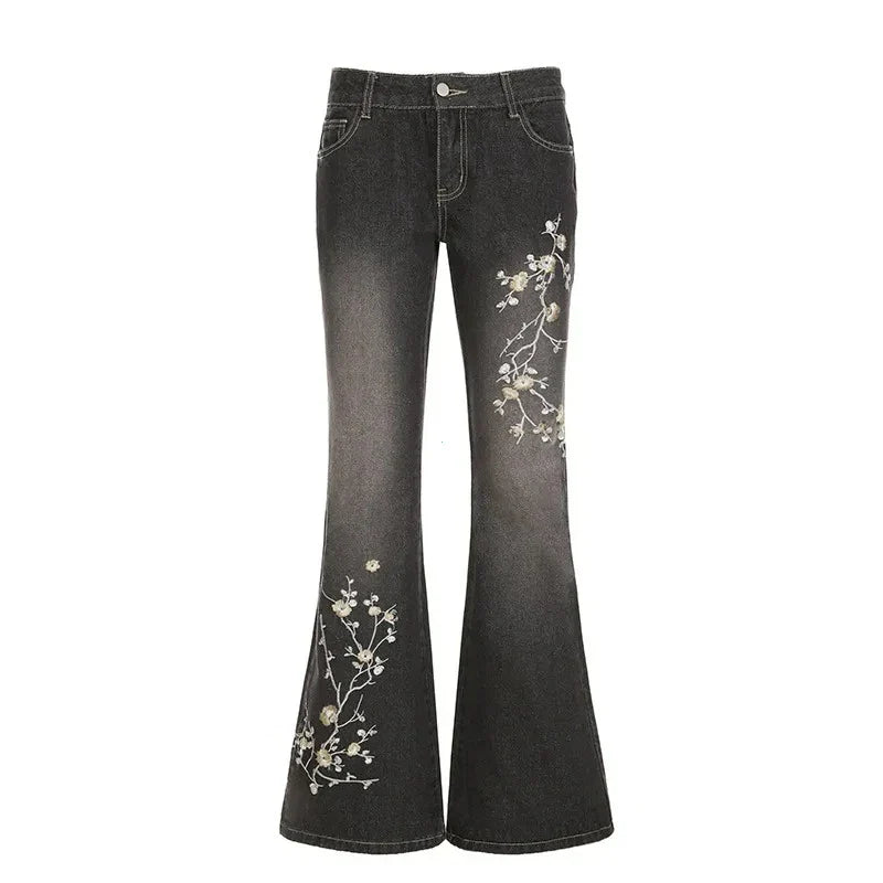 Women Retro Y2k Baggy Denim Pants High Street Basic Trousers