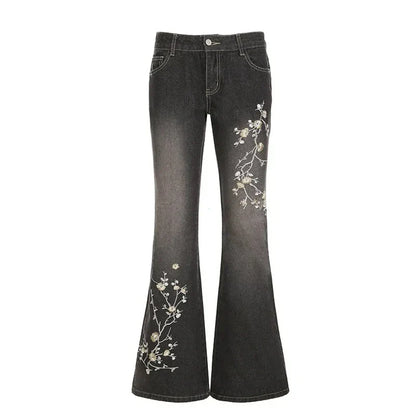 Women Retro Y2k Baggy Denim Pants High Street Basic Trousers