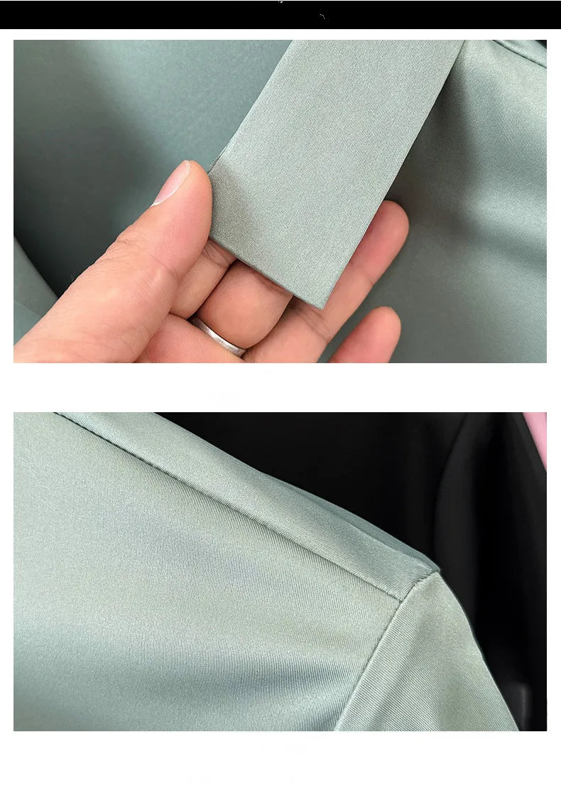 High quality ice silk short sleeve T-shirt men's lapel top trendy brand design cool silky breathable summer casual polo shirt