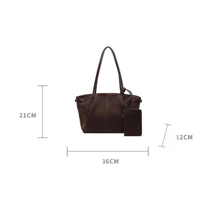Suede Shoulder Bags for Women Large Suede Totes Lightweight Underarm Bag Casual Shopper Handbag Solid Color Travel Bucket Bags