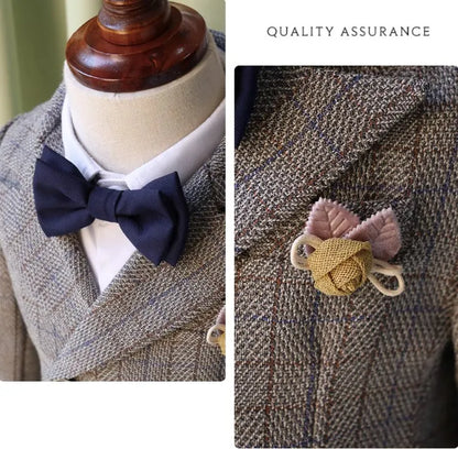 Children Photograph Suit Boys Jacket Pants Bowtie Flower 4PCS Wedding Suit NewBorn Kids Ceremony Party Tuxedo Dress Baby Costume