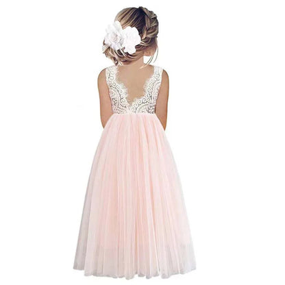 Vestido de Dama de Honra para Bebê Crianças Verão Princesa Festa Renda Casamento Aniversário Vestidos Roupa Infantil 2 4 6 8 10 12 14