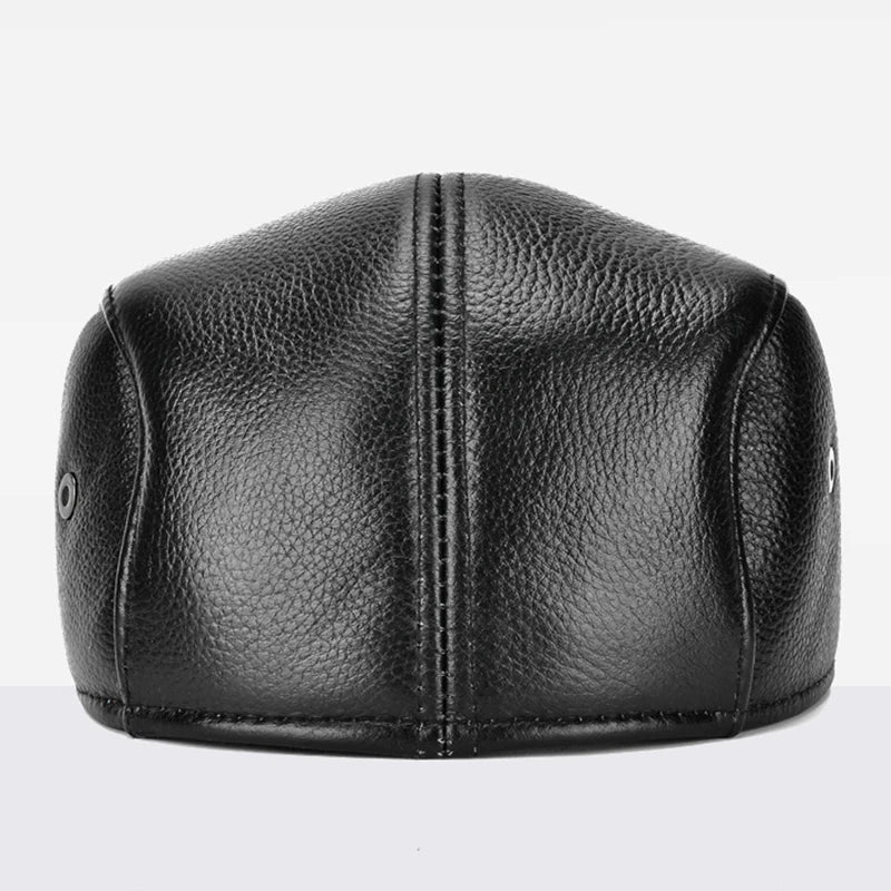 Men's outdoor leather hat winter Berets male warm Ear protection cap 100% genuine leather dad hat wholesale Leisure