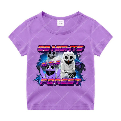 Game 99 Nights in The Forest Short Sleeve T-shirt for Boy Kids Cartoon Cotton Tops Children Anime Cute Tee Summer Clothing Gifts