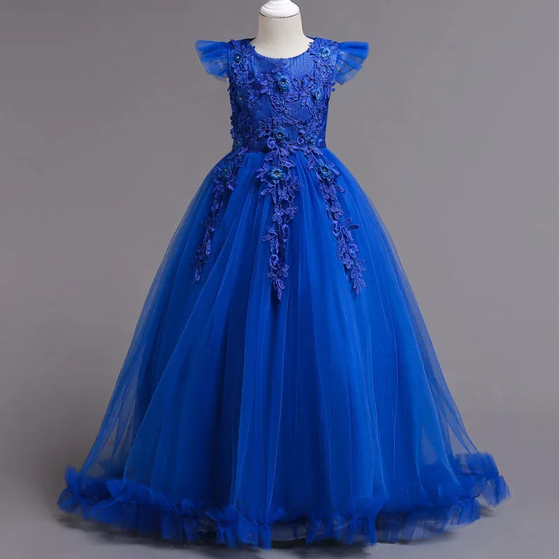 Princess Mesh Dress 4-14y Girl Christmas Winter Party Clothing Kids Sequin Wedding Dresses Children Spring Autumn Prom Costume