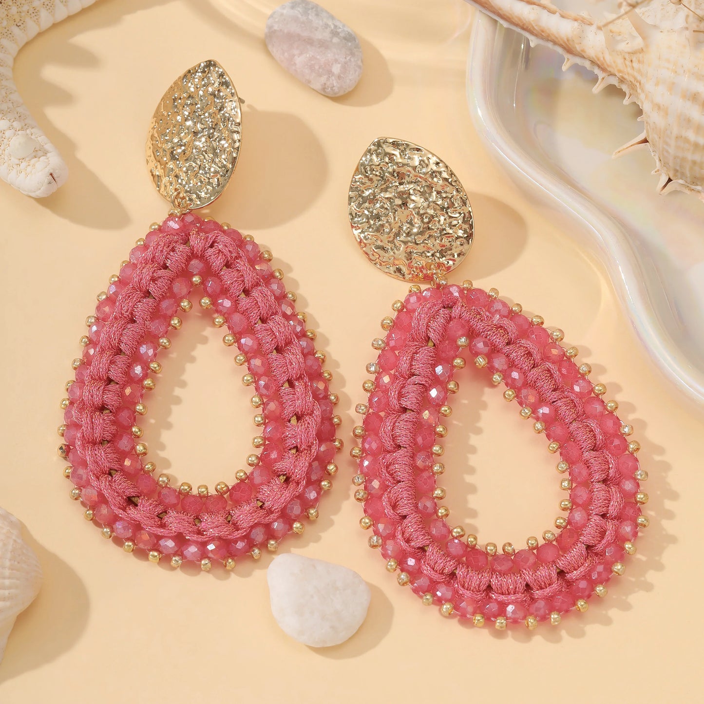 Big Water Drop Shape Drop Earrings For Women Colorful Beads Handmade Threading Crystal Long Earrings Jewelry Gift EA144