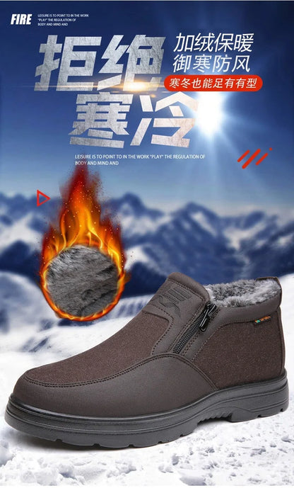 Winter high top men's cotton shoes with thick fleece, warm, waterproof, anti slip, oversized, unisex boots 38-48 boots for men