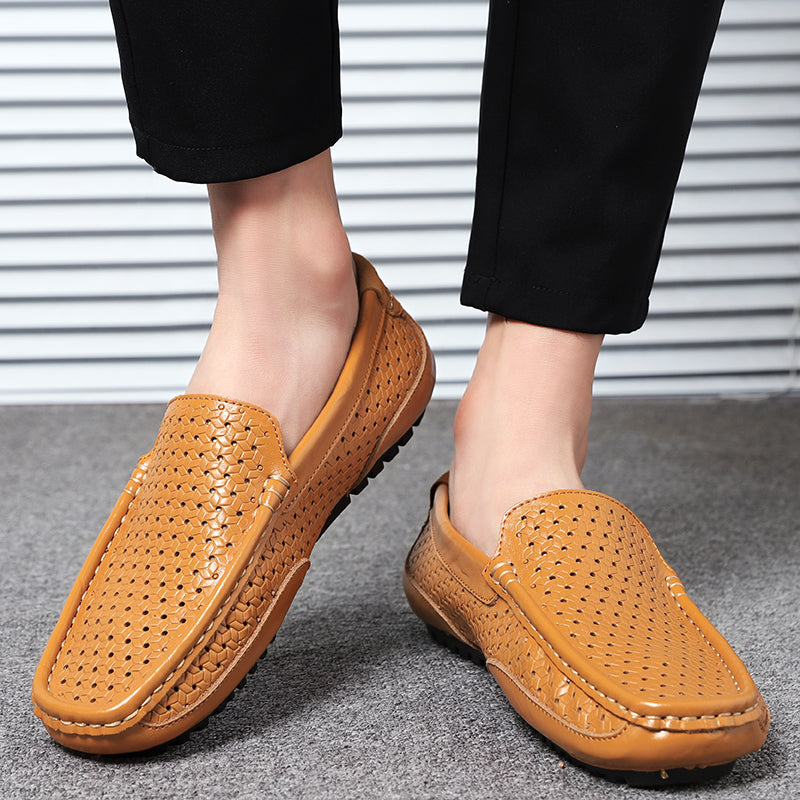 Summer Luxury Brand Men Casual Shoes Soft Genuine Leather Mens Loafers Moccasins Italian Designer Breathable Slip on Boat Shoes