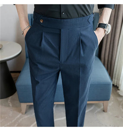 90% Linen 10% Cotton 2024 Suit Pants Naples Breathable Casual Pants Men's Height Suit Pant M-3XL Men's Straight Pants