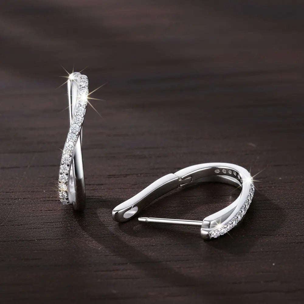 Moissanite Hoop Earrings For Women GRA Certified 1.5mm Diamond Versatile Jewelry s925 Sterling Silver Twisted Earring