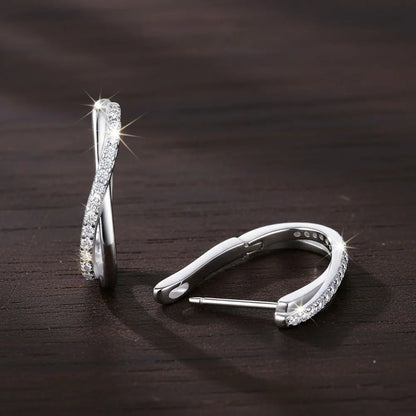 Moissanite Hoop Earrings For Women GRA Certified 1.5mm Diamond Versatile Jewelry s925 Sterling Silver Twisted Earring