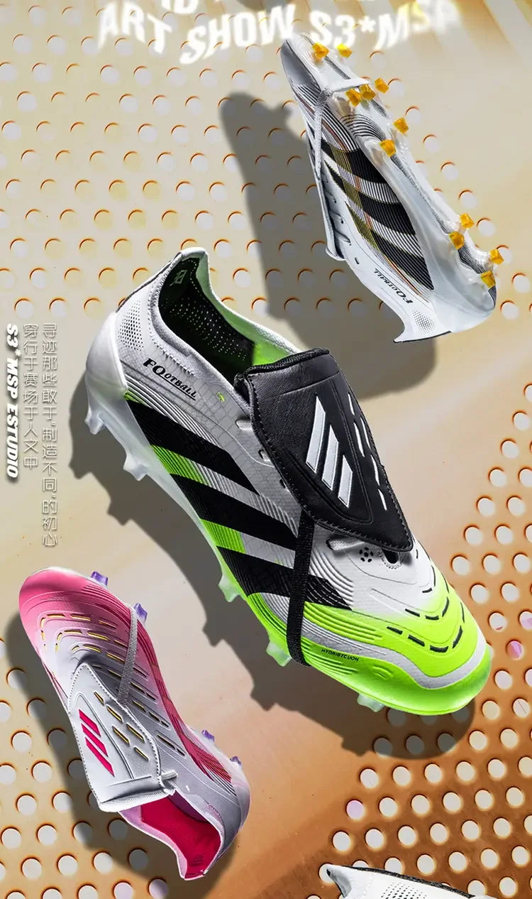 Trendy Colorblock Football Boots Wear Resistant Bottom Anti Slip Firm Studs Outdoor Sports Leisure Training Sneakers