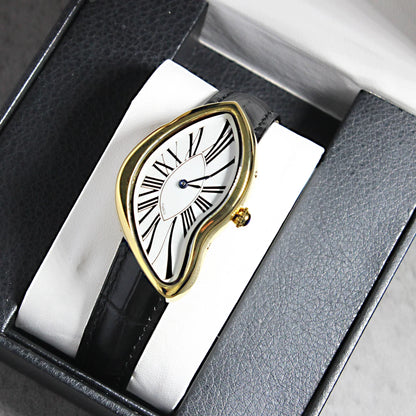 new Medieval alien watches melt and twist y2k alien ladies and men Leather strap fashion advanced ins niche design quartz watch