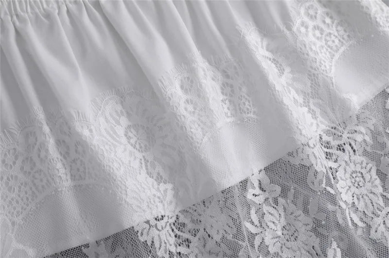 Women Lace Floral False Hem Layering Fake Top Lower Skirt Half Shirt Blouse Skirt Extenders Skirt Fake Hem