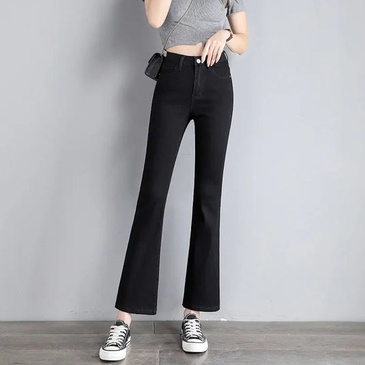 High Waist Weila Jeans Women Solid Color Denim Pants
