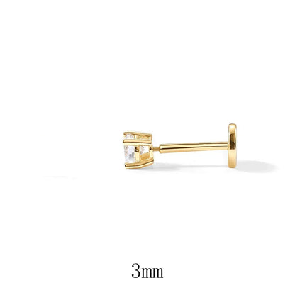 1Piece 925 Sterling Silver Labret Lip Ring Zircon Ear Studs Earrings For Women 2/3/4mm Tragus Cartilage Piercing Jewelry
