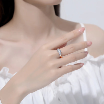 Certified 3 Stone Cat Totem Moissanite Rings For Women Total Is 2ct Genuine Sterling Silver 925 Luxury Wedding Jewelry Trend Hot