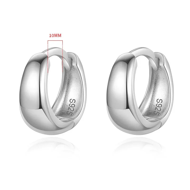 Real 925 Sterling Silve Fashion Inside Diameter 6 7 8 9 10mm Hoop Earrings For Women Men Personality Jewelry DG0132