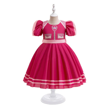 Vestido de Cosplay com Estampa de Cachorro de Desenho Animado Vestido de Menina Skye Princesa Vestidos de Desempenho para Festa de Aniversário Roupa de Carnaval de Halloween para Menina
