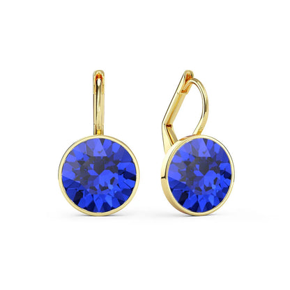 Earring for Women Christmas Birthday Premium Austrian Crystals Round Cut Dangle Silver Gold Color Pierced Jewelry