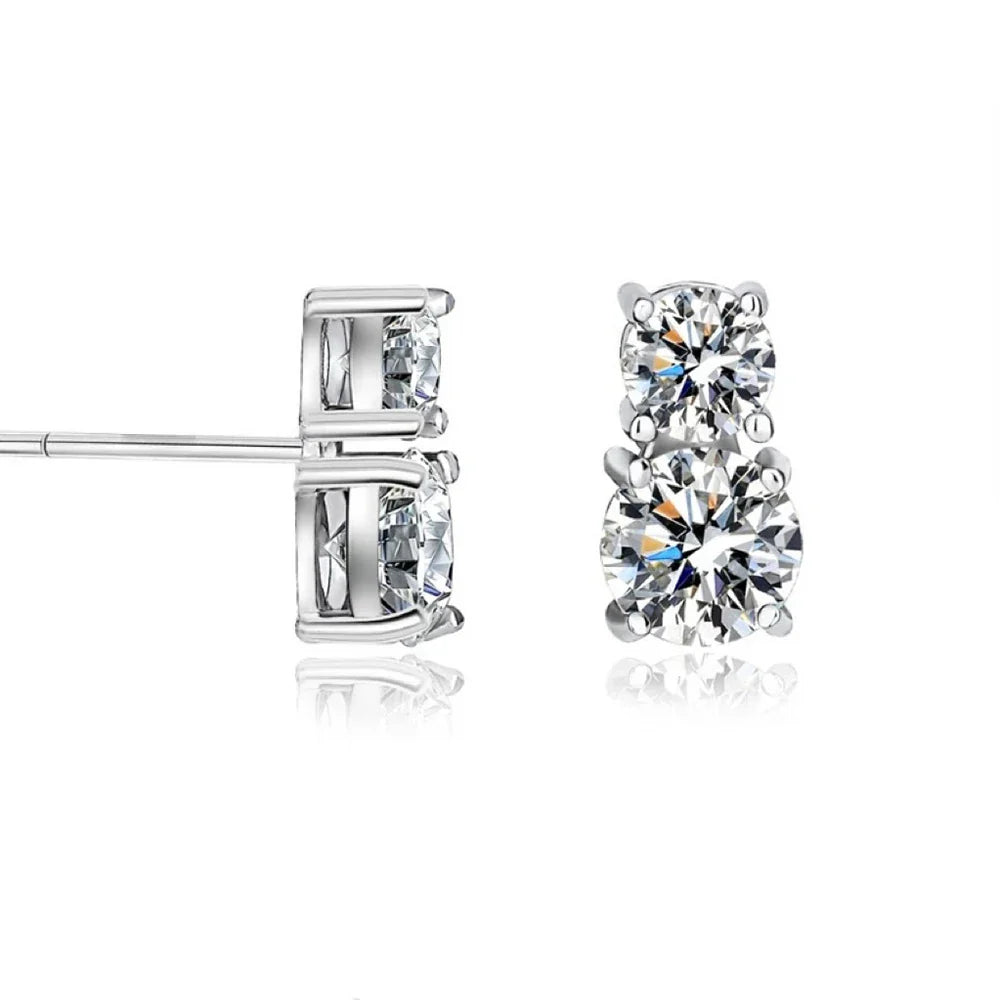 1.5carat Moissanite Diamond Stud Earrings With  Certificates 925 Sterling Silver Round Cut Ear Studs For Women Men Jewelry