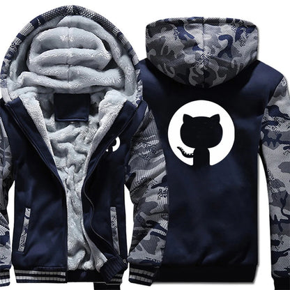 Hoodies Men Coat Winter Warm Fleece Github Programmer Sweatshirts Jacket