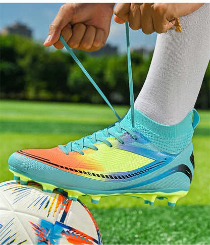 Mens Soccer Shoes TF/FG High Ankle Football Boots Kids Women Outdoor Sports Shoes Multicolor Training Match Athletic Sneakers