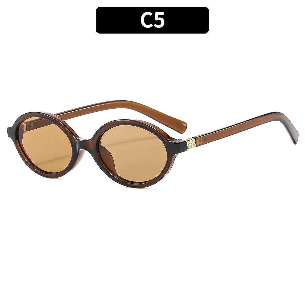 New Oval sunglasses For women Fashion Brand Black Small Frame Sun Glasses Female Retro Clear Lenses Eyewear Lady Trendy UV400
