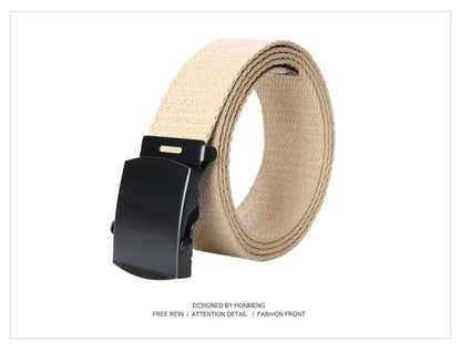 New Unisex Automatic Buckle Fashion Nylon Belt Classic Popular Casual Light Practical Woven Smooth Women Men Canvas Belt 3.8cm