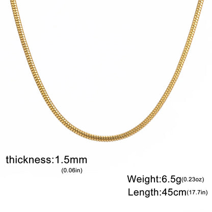 Round Snake Chain Necklace for Women Men Stainless Steel Link Chain 0.9mm 1.2mm 2mm Chains Choker Fashion Jewelry Gifts